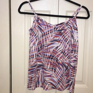 This top consists of reds, blues and white